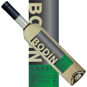 Wine Cassis blanc Bodin pur jus de goutte Chateau Fonblanche label modern